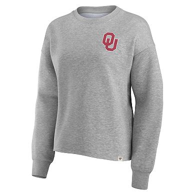 Women's Fanatics Branded Heather Gray Oklahoma Sooners Ready Play Crew Pullover Sweatshirt