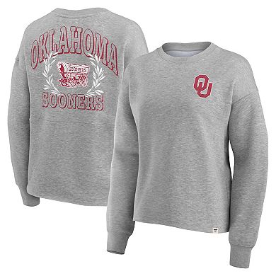 Women's Fanatics Branded Heather Gray Oklahoma Sooners Ready Play Crew Pullover Sweatshirt