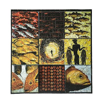 AREYOUGAMECOM 203-Piece Yellow Fish Wooden Jigsaw Puzzle & 210-Piece Miami Fish Wooden Jigsaw Puzzle