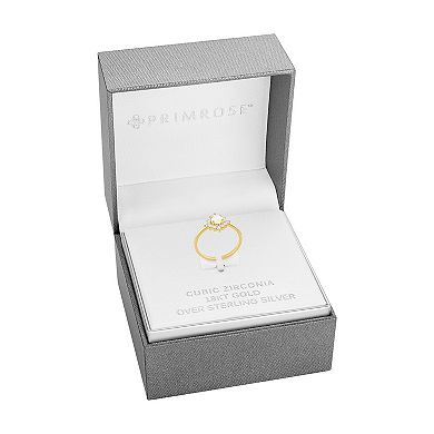 PRIMROSE 18k Gold Over Silver Opal & Cubic Zirconia Halo Ring