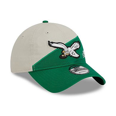 Men's New Era Cream/Kelly Green Philadelphia Eagles 2023 Sideline Historic 9TWENTY Adjustable Hat