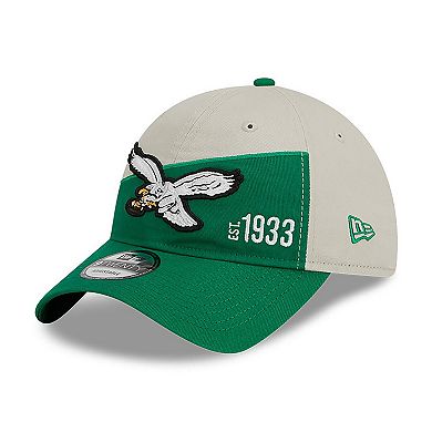 Men's New Era Cream/Kelly Green Philadelphia Eagles 2023 Sideline Historic 9TWENTY Adjustable Hat
