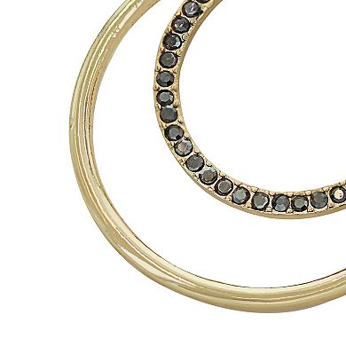 PANNEE BY PANACEA Hematite Luxe Crystal Open Hoop Earrings