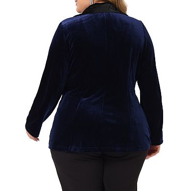 Velvet Blazer For Women Plus Size Vintage Evening Sparkle Button Contrast Notched Lapel Suit Blazers