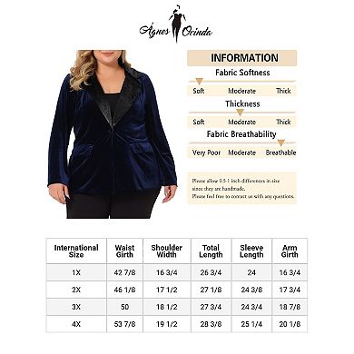 Velvet Blazer for Women Plus Size Vintage Evening Sparkle Button Contrast Notched Lapel Suit Blazers