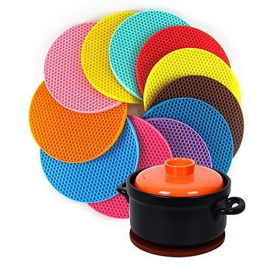 Kitchen Rubber Round Shaped Nonslip Heat Insulated Hot Pot Mat Pad Coaster