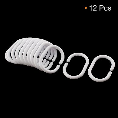 Bathroom Hardware Plastic C Rings Shape Shower Curtain Hooks 12Pcs