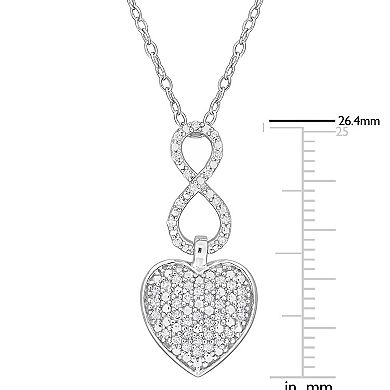 Stella Grace Sterling Silver 1/4 Carat T.W. Diamond Heart Infinity Pendant Necklace