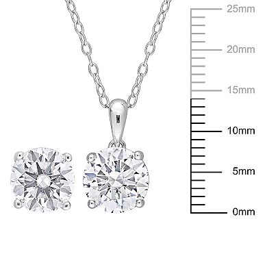 Stella Grace Sterling Silver Lab-Created White Sapphire Round Solitaire Pendant & Earring Set