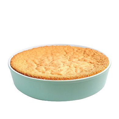 Gibson Everyday Stoneware Pie Pan in Turquoise