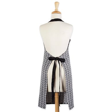 32" Night Black and White Herringbone Style Chef Apron