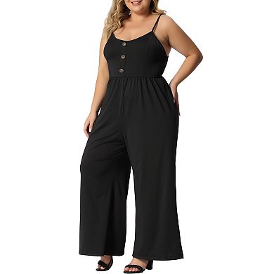 Plus Size Overall For Women Camisole Sleeveless Rompers Jumpsuits With Pockets 2023