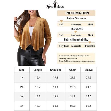 Plus Size Velvet Cardigan For women long sleeve open Front Lightweight Casual Sweater