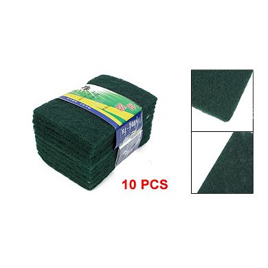 Bowl Dish Rectangle Shaped Sponge Scourers Cleaning Pads Green 10 Pcs