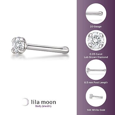 Lila Moon 14k Gold Lab Grown Diamond Accent Straight Nose Ring