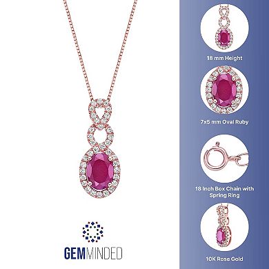 Gemminded 10k Rose Gold Tone Ruby & 1/5 Carat T.W. Diamond Pendant Necklace