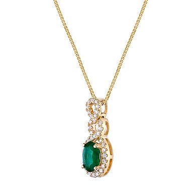 Gemminded 10k Gold Tone Emerald & 1/5 Carat T.W. Diamond Pendant Necklace 