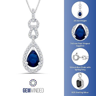 Gemminded 10k White Gold Sapphire & 1/4 Carat T.W. Diamond Pendant Necklace