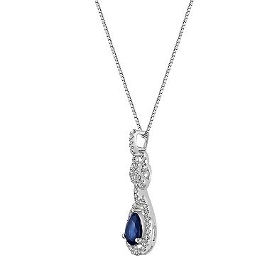 Gemminded 10k White Gold Sapphire & 1/4 Carat T.W. Diamond Pendant Necklace