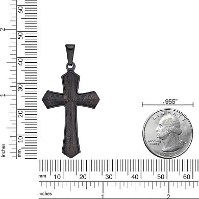 Men's LYNX Stainless Steel & Ebony Wood Cross Pendant Necklace