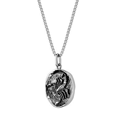 Men's LYNX Stainless Steel Scorpion Medallion Pendant Necklace