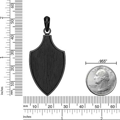 Men's LYNX Stainless Steel & Ebony Wood Shield Pendant Necklace