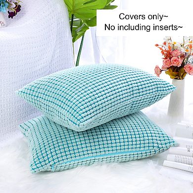 Throw Pillowcase Corn Striped Corduroy Cushion Covers Set of 2 12" x 18"