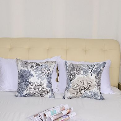 2 Pcs Soft Polyester Coral Printed Throw Pillowcase 18" x 18"
