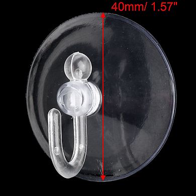 Home Kitchen Bathroom 1.57" Dia Suction Cup Hook Wall Hangers Clear 5 Pcs