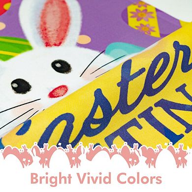 G128 Garden Flag Easter Greetings with White Bunny & Eggs 12"x18"