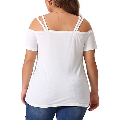 Plus Size Tops For Women Short Sleeve Cold Shoulder Tops Casual Blouses Shirt
