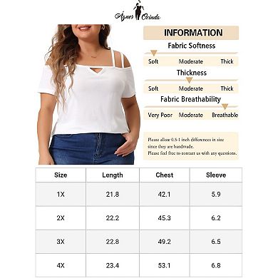 Plus Size Tops For Women Short Sleeve Cold Shoulder Tops Casual Blouses Shirt