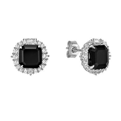 Gemminded Sterling Silver Lab Created Black Sapphire Earrings