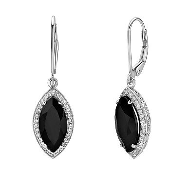 Gemminded Sterling Silver Lab Created Black Sapphire Earrings