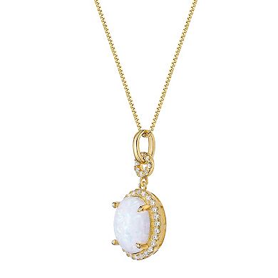 Gemminded 18k Gold Over Sterling Silver Lab-Created Opal & Lab-Created White Sapphire Pendant Necklace