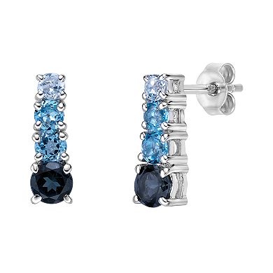 Gemminded Sterling Silver Blue Topaz Earrings