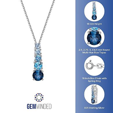 Gemminded Sterling Silver Blue Topaz Pendant Necklace