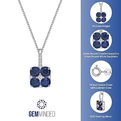 Gemminded Sterling Silver Lab-Created Sapphire & Lab-Created White Sapphire Pendant Necklace