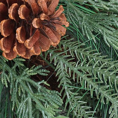 National Tree Company 26-in. Christmas Corner Swag with Faux Pine, Faux Cypress, & Faux Pinecones 2-Piece Set