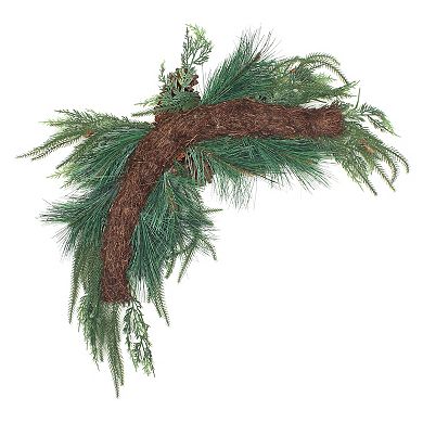 National Tree Company 26-in. Christmas Corner Swag with Faux Pine, Faux Cypress, & Faux Pinecones 2-Piece Set