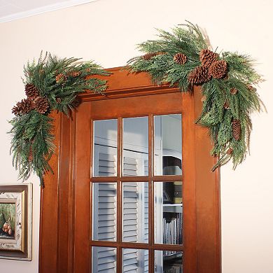 National Tree Company 26-in. Christmas Corner Swag with Faux Pine, Faux Cypress, & Faux Pinecones 2-Piece Set