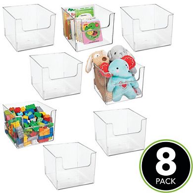mDesign Linus 10" x 10" x 7.75" Plastic Household Storage Organizer Bins with Open Front, 8 Pack