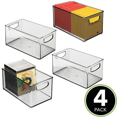 mDesign Plastic Rectangular Drawer Organizer Bin w/ Handles, 4 Pack