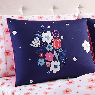Kids' Threaded Melissa Purple Floral Comforter Set with Sham