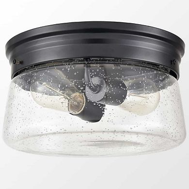 Black Flush Mount Ceiling Light Seeded Glass Shade Bedroom Ceiling