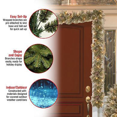 National Tree Company Glittery Bristle Pre-Lit Artificial Pine Garland 