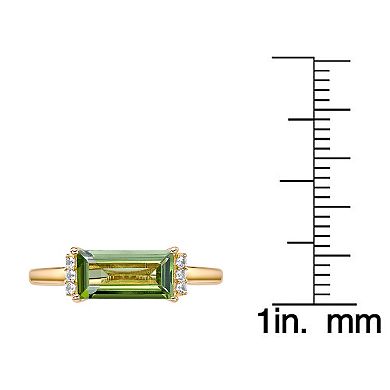 Gemminded 18K Gold Plated Peridot and Lab Created White Sapphire Ring