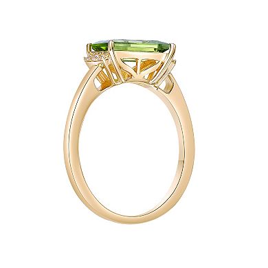 Gemminded 18K Gold Plated Peridot and Lab Created White Sapphire Ring