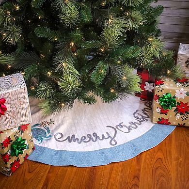 National Tree Company HGTV 52" Sea Shore "Merry Christmas" Embroidered Tree Skirt