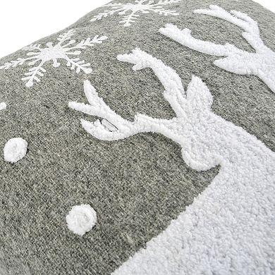 National Tree Company HGTV 18" Grey Deer with Snowflake Pillow
